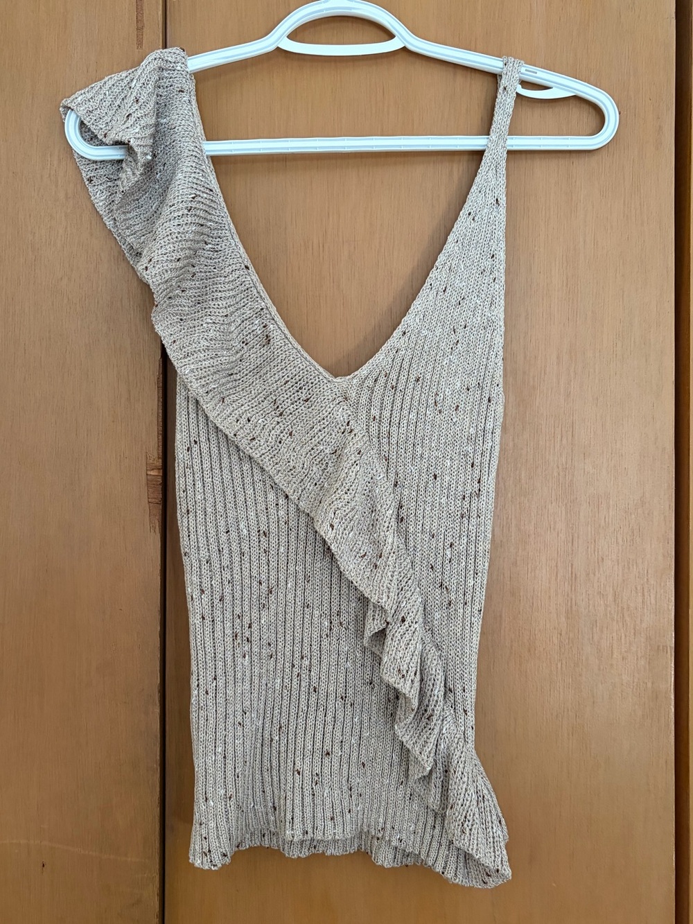 Mystree Beige Knit Sweater with Brown Speckle